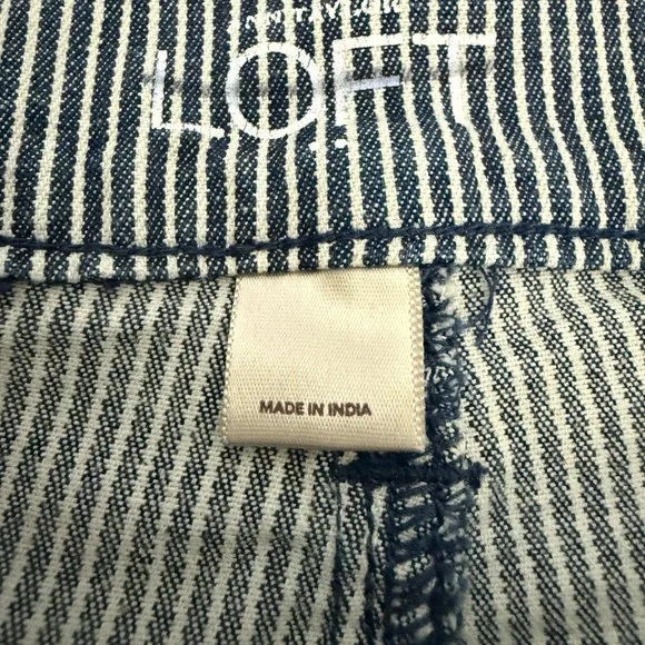 LOFT Vertical-Striped Blue Skinny Jeans - Picture 2 of 8